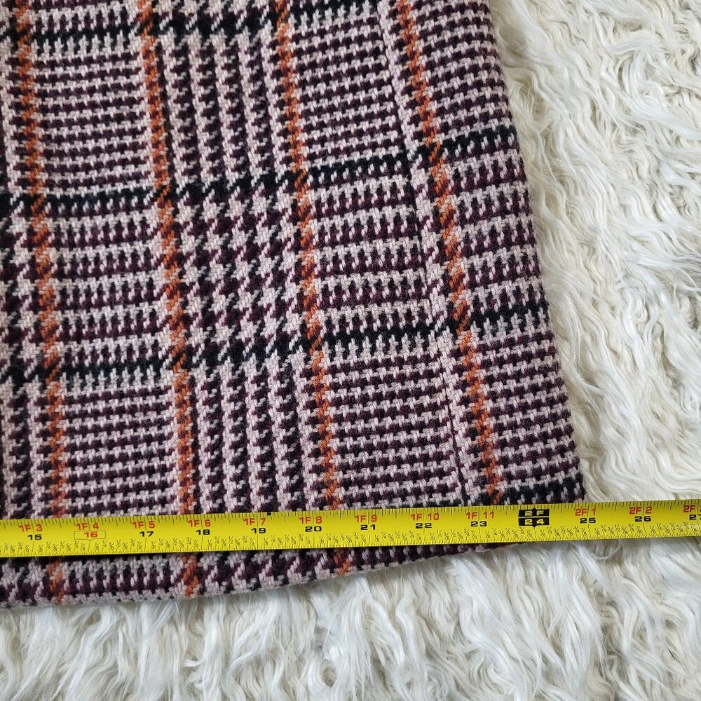 J Crew Single Breasted Topcoat Cabernet Plaid Coat - Size 6 - Picture 11 of 16